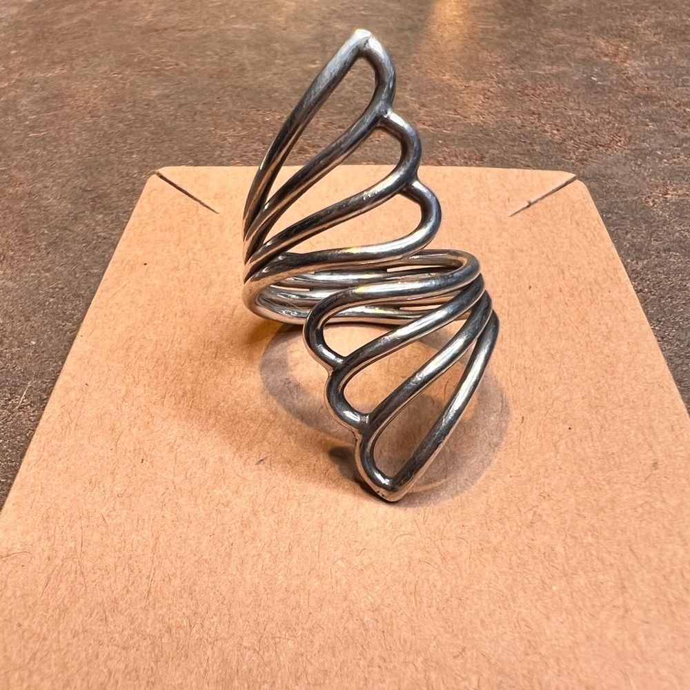 925 Sterling Silver Vintage Modernist Statement Ring